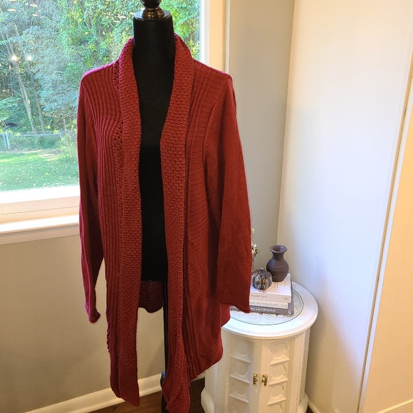 Vintage Sweaters - Vicki Wayne Vintage burgundy knit sweater Sz 2X